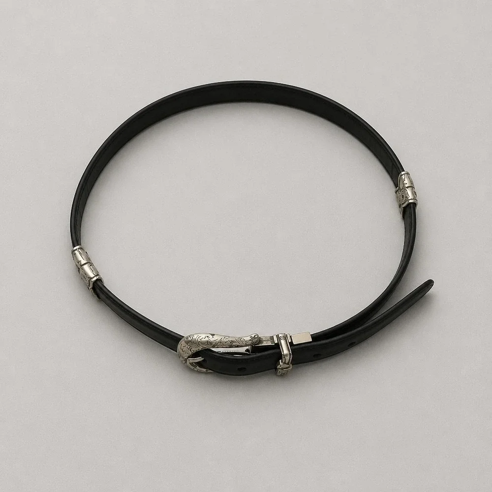 Brighton Reversible Western Belt Black Tan Croc Leather Silver Buckle Size M 32